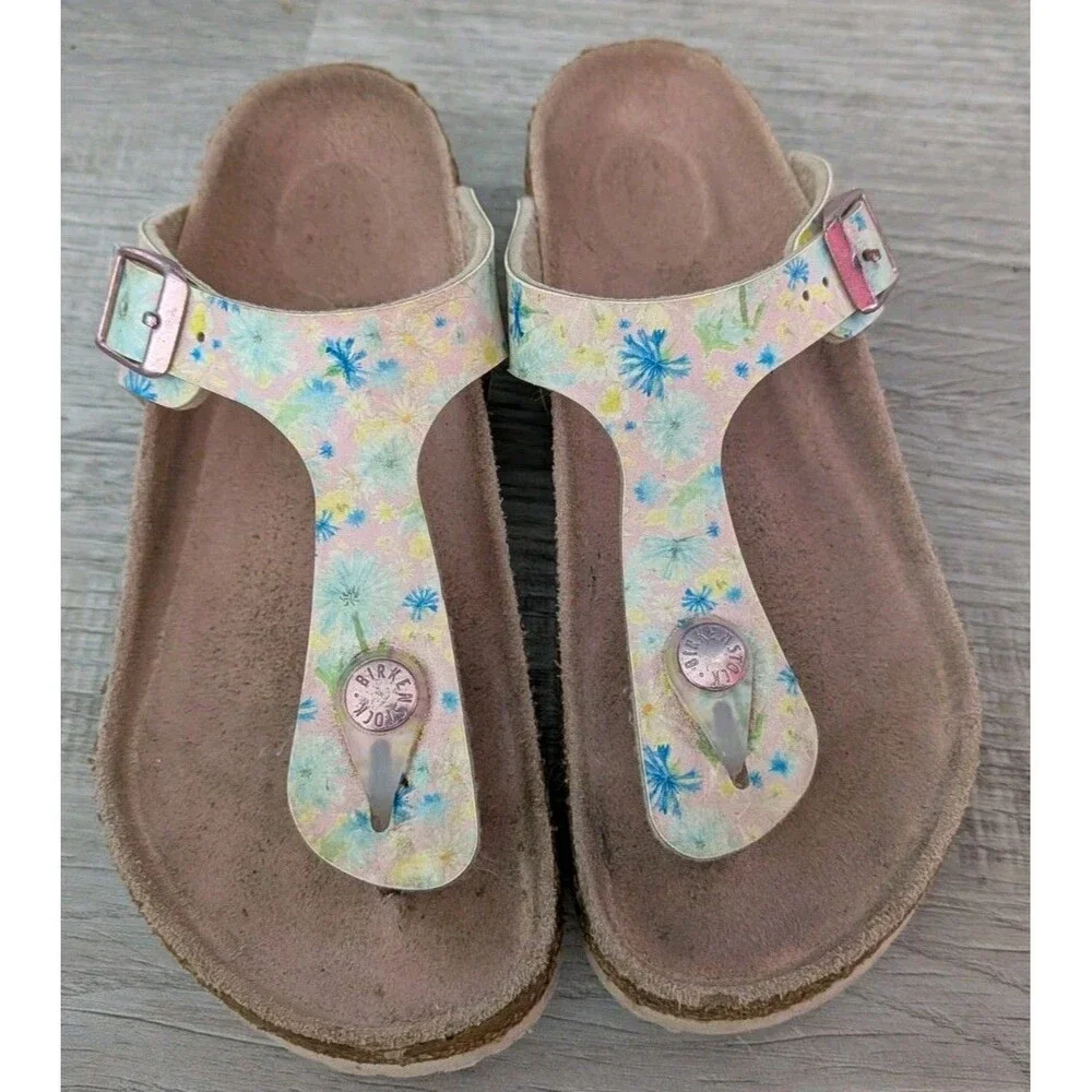 Birkenstock Girls Gizeh Kids Sz 2 Pink Little Kid Sandals Shoes Size 33 Floral